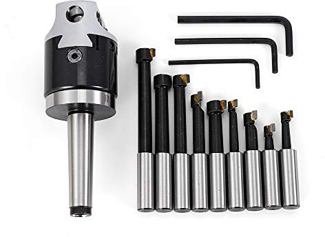 Acesunny Ausdrehkopf Bohrkopf Ø 50mm MK2-M10 mit Bohrstangen Set Fräsmaschine Zubehör Ausdrehkopf Bohrkopf mit Bohrstangen Set Fräsmaschine Zubehör