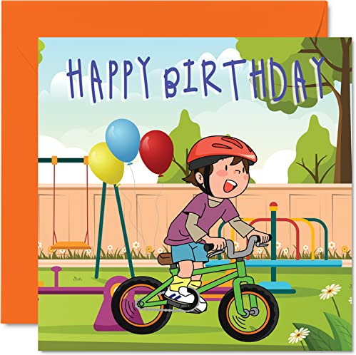 Stuff4 Kinder-Geburtstagskarte – Fahrrad-Junge – Happy Birthday Karte für Kinder, sportliche Karten für Sie oder Ihn, 145 mm, Kindergruß für Sohn, Tochter, Nichte, Neffe, Enkelkind, Kinder