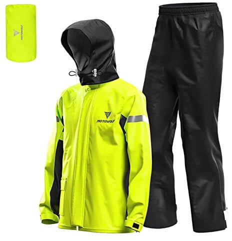 Lixada Herren Motorrad Regenanzug Outdoor Reflektierende wasserdichte Regenjacke und Hose Regenbekleidung für Fahrradfahren Radfahren Camping Wandern