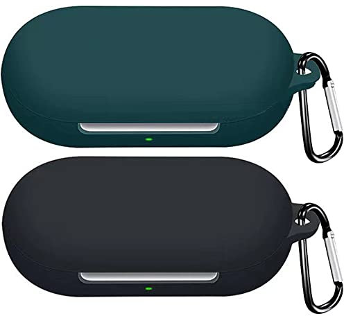 Msm-case Silicone Case Compatible with OnePlus Buds Z2 TWS, [Supports Wireless Charging] [Shockproof Protective Case] [Carabiner] -Cute Cartoon 3D-Black Green