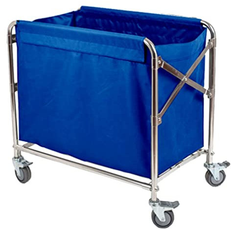 O·Lankeji Klappbar Wäschewagen mit Rollen Wäschesortierer Wagen Auf Rädern Kommerzieller Wäschekorb aus Edelstahl für Hotel Zuhause oder Krankenhaus (Color : Blue)