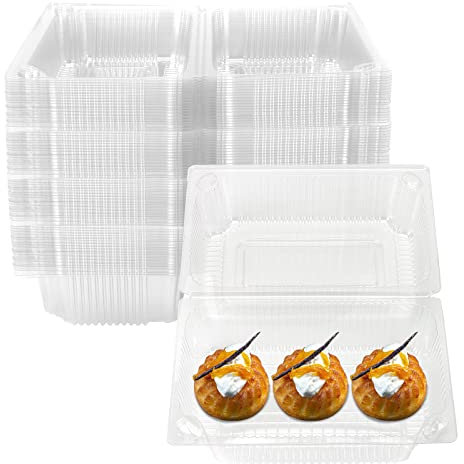 ZOENHOU 60 PCS Cake Slice Boxes, 7.3 Inch Individual Cake Boxes for Cake Portions, Single Square Cupcake Box with Lids, Dessert Cake Clear Plastic Food Container for Salad, Sandwich, Cheese