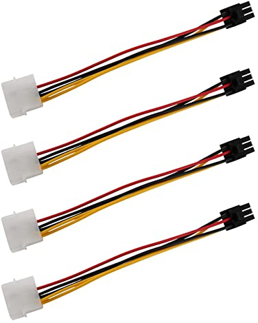 KVSERT 4X 4-Pin Male to 6-Pin Female Socket Cable for PCIe PCI Adapter