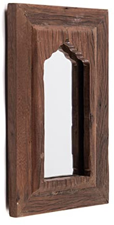 DESIGN DELIGHTS Orient WANDSPIEGEL Sara | 40 cm, Mahagoni Holz | Rechteckiger Spiegel, marokkanischer Flurspiegel, orientalischer Holzspiegel