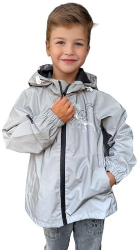 HECKBO Enfants Dinosaure Dino Veste de pluie Veste coupe-vent en matériau réfléchissant - 4 ans - imperméable & coupe-vent