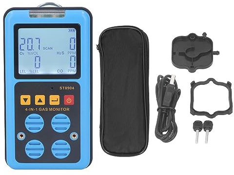 4-in-1-Gasdetektor, Multi-Gas-Monitor, CO H2S O2 LE Gasanalysator, Erdgastester, Alarm, Hintergrundbeleuchtetes Display, Gasdetektor
