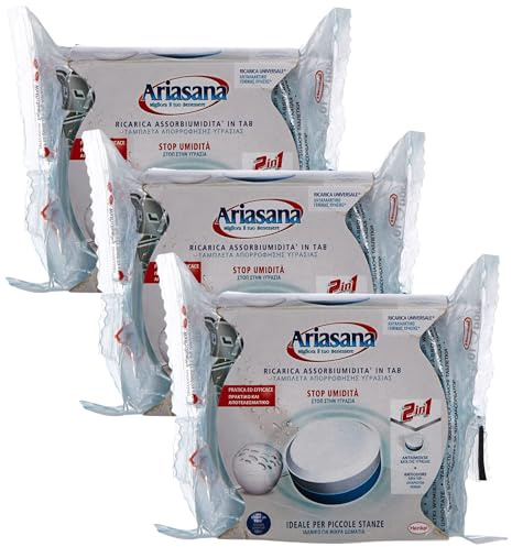 Ariasana Ricarica Power Tab Micro Per Dispositivo Ariasana Assorbiumidità, Tab Inodore Da 300g, Confezione Da 3