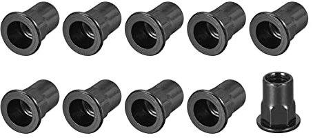 METALLIXITY Remache Tuercas (M8) 20 Uds, Carbono Acero Mitad Hexagonal Roscado Inserción Tuercas - para Sujetadores Mecánicos Muebles, Negro