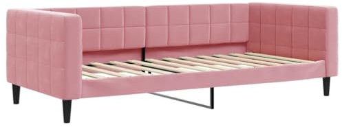 vidaXL Tagesbett, Gästebett 2-in-1, Sofabett Schlafsofa für Schlafzimmer Wohnzimmer, Bettsofa Sofa, Modernes Design, Rosa 90x200cm Samt