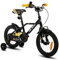 HILAND 12 Zoll Kinderfahrrad für Jungen 3 4 5 Jahre mit Stützrädern, Handbremse und Rücktrittbremse Schwarz/Orange