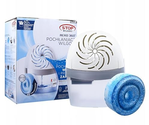 Ceresit PUREPOWER AERO 360° Feuchtigkeitsabsorber, 1 Gerät inkl. 1 Nachfülltab (450g), Nachfüllbarer Raumentfeuchter, Luftentfeuchter Weiß, Hilft Kondenswasser, Schimmel und Modergeruch
