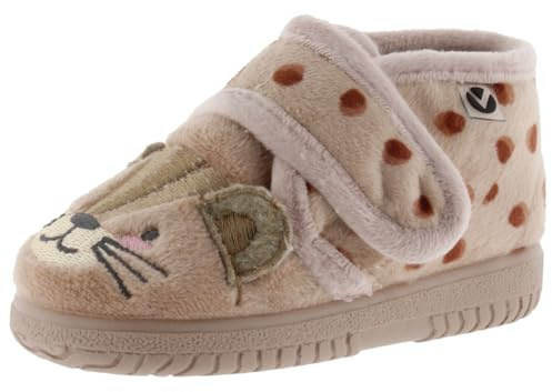 victoria Geschlossene Hausschuhe Ojalá 105119 | Fell Tierchen & Klettverschluss & Passende Sohle für Kinder Unisex