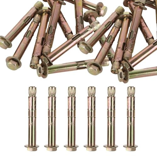 VIDETOL 100 PCS Anchor Bolts Expansion Screw Bolts, M6 X 6 X 60 mm Hex Bolt Sleeve Anchor Bolts, Heavy Duty Concrete Bolts for Concrete, Masonry