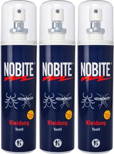 NOBITE Spray Permetrina per Abiti 100 ml (3 pezzi) – Repellente Antizanzare e Zecche per Vestiti – Protezione Tropicale per Viaggi e Campeggio
