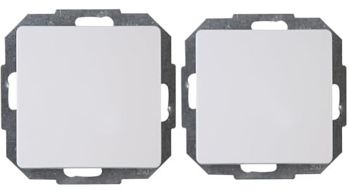 Kopp Paris Taster, IP 20, arktis-weiß, 250V~, 651302067 & Paris Universalschalter (Aus-Wechsel-Schalter), IP 20, arktis-weiß, 250V~, 650602089