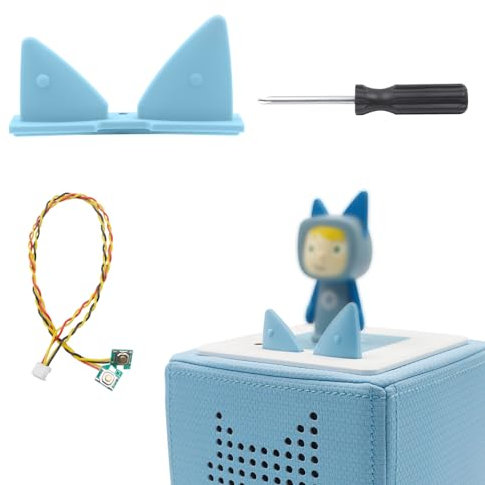 Ersatz Ohren and Ersatzkabel mit Schraubendreher, Kabelersatz für Toniebox,Ersatzteile für Tonies Lautstärketaste, nur äußere Ohren (Blau)