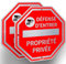 Ashoaza Panneau Propriété Privée Aluminium, 2 Plaque de Video Surveillance et Alarme, Panneaux de vidéosurveillance Défense d'Entrer Octogonal 20 x 20 CM