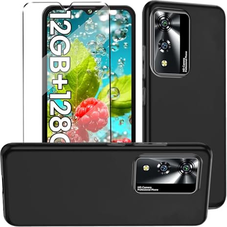 HuiYouMY hülle mit Glas 1Pcs Compatible with CUBOT A10 Folie, hülle silikon stoßfest Compatible with CUBOT A10 schutzhülle schutzfolie schutzglas Folie handyhülle Black