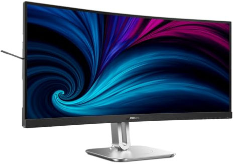 PHILIPS 34B2U5600C - 34 inch WQHD curved monitor, height adjustable (3440x1440, 120Hz, HDMI, DisplayPort, USB-C (100W PD), RJ45, USB Hub) dark gray