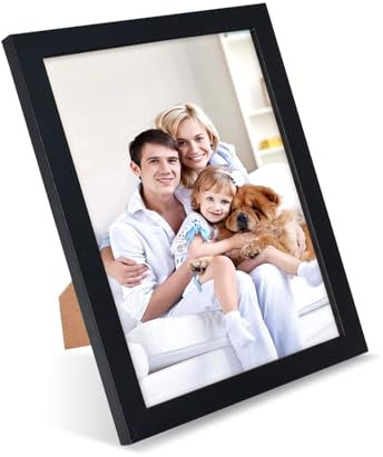 8 Pouces Cadre Photo en Bois, 22x17 cm Moderne Carré avec Verre Acrylique Incassable, Décoration Convient pour Mur et Table, pour Photos et Images, Cadeau Parfait pour Anniversaire & Noël (Noir)