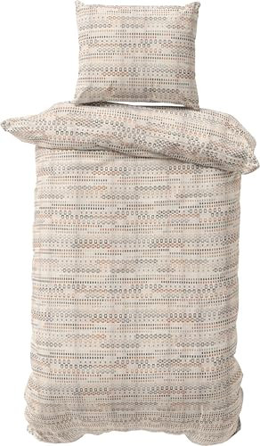 DILIOS Premium Bettwäsche 135x200 – 100% Baumwolle, ÖKO-TEX Zertifiziert, Renforcé, Atmungsaktiv & Antiallergisch, mit Reißverschluss, 2teilig – Bettbezug + Kissenbezug 80x80, Beige