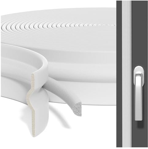 BKSAI Paraspifferi Finestre Guarnizione Finestra Guarnizioni Porta Guarnizione Adesiva per Antivento Insonorizzato Anti-zanzara (bianco, 6 m)