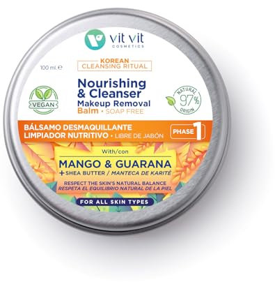 Bálsamo desmaquillante nutritivo 100ml, Vegano, 97% de ingredientes Naturales, Bálsamo limpiador de maquillaje, Bálsamo Oleoso doble limpieza facial Korean Cleansing Ritual Vit Vit Cosmetics