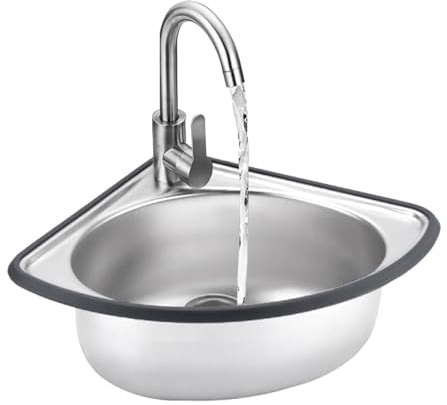 Évier cuisine Évier d'Angle de Cuisine,Lavabo d'angle en Inox, Evier de Cuisine 1 bac,Évier triangulaire d'angle mural,32x26x13 cm,32x26x15 cm(Deep 15cm)