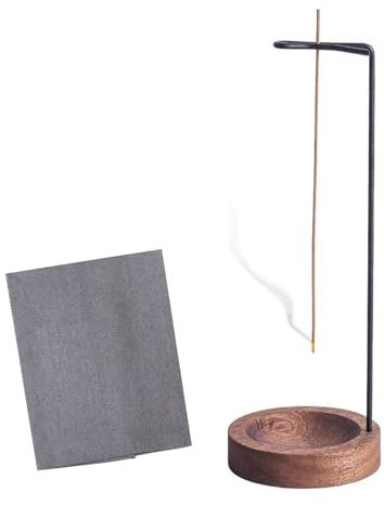 Incense Holder, Wooden Incense Burner, Upside Down Incense Holder with Ash Catcher and Absorbent Cloth, Incense Stick Burner Holder Tea Room Home Decoration for Yoga Meditation