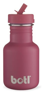 One Green Bottle – BOTL Tough Canteen Water Bottle with Sports Cap, Stainless Steel, Non-Insulated, Single-Skinned Eco Water Canteen, 350ml (Dark Cherry)