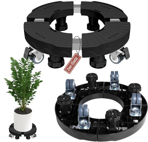 SDLDEER Pflanzenroller Einstellbare 38-50 cm, 2 Stück Rollbrett Pflanzen Tragkraft 250kg Pflanzenwagen mit 360 ° Drehbare Rädern für Große Pflanzgefäße im Innen und Außenbereich