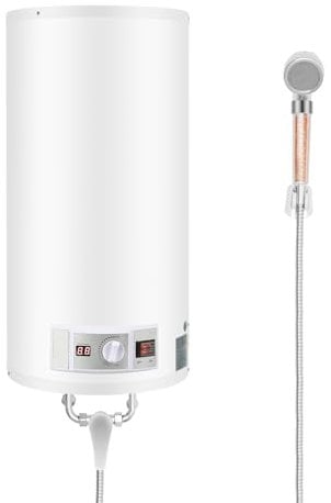 Termo Electrico 50 Litros,Calentador de Agua EléCtrico Vertical con Luz Piloto Y RegulacióN Exterior,2000w, Incluye Kits de InstalacióN y Duchas,Resistencia de Acero Inoxidable, Blanco