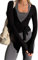 Women's Y2k Ballet Wrap Top Long Sleeve Deep V Neck Slim Fit Yoga Pilates Ballet Workout Tops (A-Black, L)