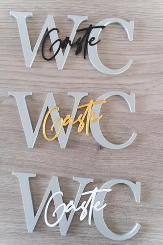 WC Schild Gäste WC (grau-schwarz strukturiert)