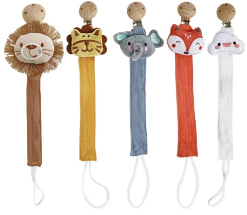 5 Pièces Attache Tétine En Tissu Lavable, Broche Tétine Adaptable À Tout Type De Tétine, De Dentition Et De, Sans BPA, Modèles Assortis, Attache Sucette Fille Garçon 0 Mois Et Plus