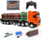 Generico 1:18 Scala Camion RC con rimorchio, 9CH 2.4GHZ Telecomando Alto ostacolo Camion di Trasporto con rimorchio Alta Simulazione Veicolo di ingegneria per Gli Adulti,B