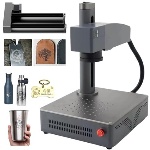Fiber Laser Engraver with Rotary Axis, High-Speed Metal Marking Machine for Stainless Steel, Jewelry, and Tumblers, Featuring Dual Red Light Focus for Precision