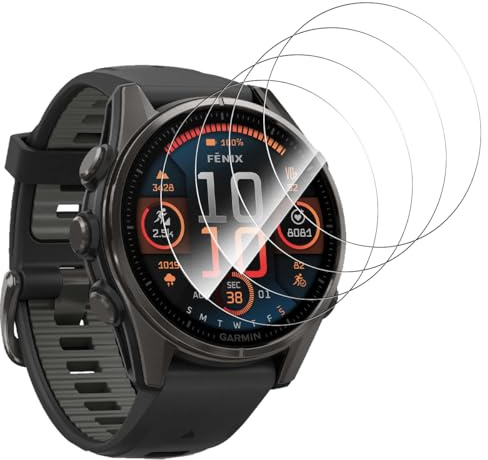 Jaavkkma 4 Stück Schutzfolie für Garmin Fenix 8 43mm Panzerglas, Härte 9H/Bläschenfrei Schutzglas, Displayschutzfolie für Garmin Fenix 8 43mm - HD Transparent Gehärtetes Glas