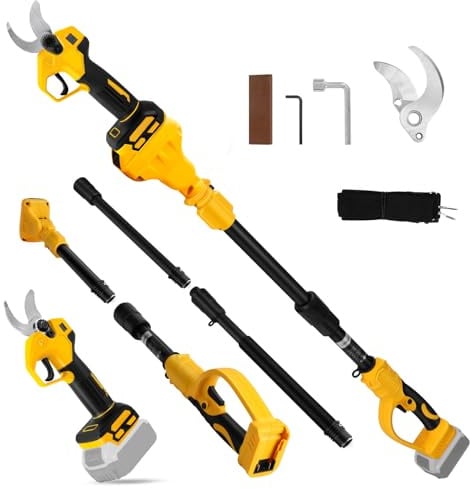 Akku Astschere Kompatibel mit Dewalt 20V, 2 in 1 Elektrische Gartenschere mit 2M Verlängerungsstange, Max.30 mm Schnittdurchmesser, LCD Display, Astschere Teleskop Ausziehbar bis 4,5m (ohne Akku)