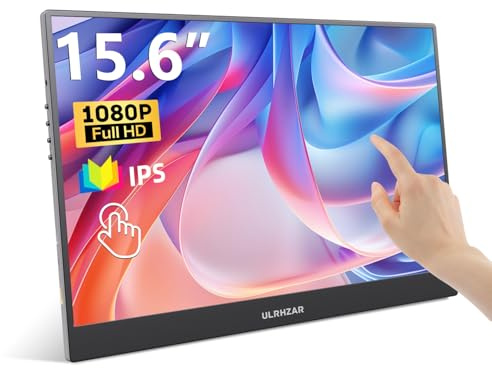 Ulrhzar 15,6 Zoll Tragrer Monitor Touch Screen HDR 1920x1080P 60Hz 99% sRGB with Speakers mini HDMI USB-C Portable Monitors Compatible with Switch Xbox PS4/5 Laptop PC