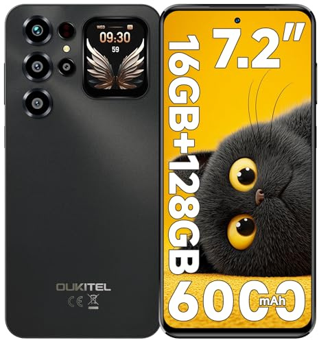 OUKITEL C68 Plus Mobile Phones - 7.2 HD+ Display & 1.81 Sub-Screen, 64MP Camera, 6000mAh Battery Phones, Android 15 Smartphone, 16GB+128GB/1TB, 4G Dual SIM Free Mobile Phone, Fingerprint/Face ID/GPS