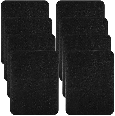 8 PCS Black Iron on Patches for Clothes, Self-Adhesive Fabric Patches for Clothes Mending, Sticky Black Iron on Fabric Repair Patch for Pants, Jacket, Coat Holes(12×9.5cm)
