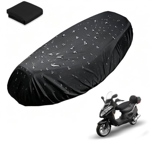 Casenly Motorrad Sitzbezug Universal L, 210D Oxford Motorradbezug Wasserdichter Sitzbezüge für Motorrad Staubkissenbezug Schutz mit Gummiband für Roller Moped Sitzbezug, Schwarz 52 x 82cm
