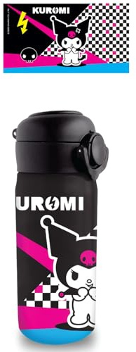 Coriex Borraccia Bottiglia Termica Bimbo, in Acciaio, Decorata, Ermetica, BPA Free und freunde Kuromi - borraccia isolata, in alluminio, 350 ml, nero