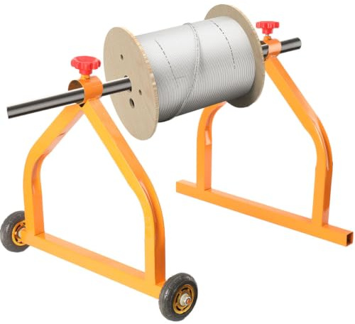Cord Reel Holder, Heavy Duty Cable Caddy with Wheels Portable Cable Reel Dispenser Wire Drum Spool Dispenser Rack Holds up to 28 Diameter Spools, 220lbs Capacity