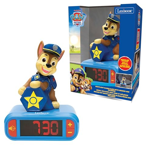 Lexibook, Pat' Patrouille Réveil Veilleuse, RL800PA2LXB | Sons et mélodies, écran LCD rétroéclairé, lumineux, snooze