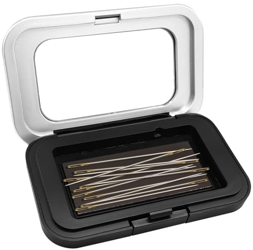 XETHI Magnetisches Nadelkissen Schwarz, Nadelbox mit Durchsichtigem Deckel, Tragbare Nadelaufbewahrung für Sticken, Nähen und Basteln