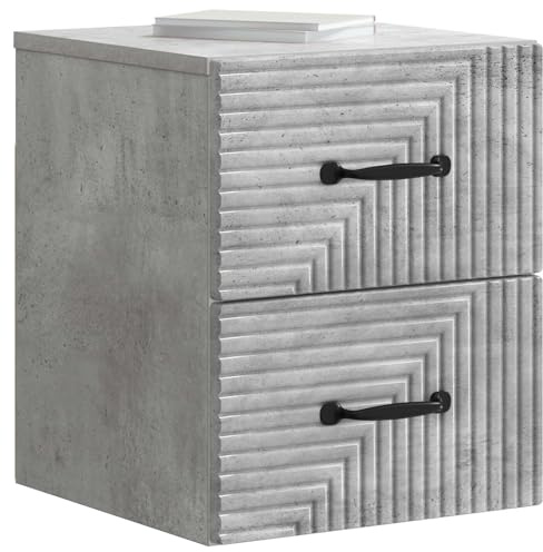 vidaXL Wandmontierter Nachttisch Betongrau 34,5 x 33 x 40 cm, Schlafzimmer Nachttisch, modern, rechteckig, eleganter Stauraum, platzsparend, funktional, wichtig für Dein Zuhause