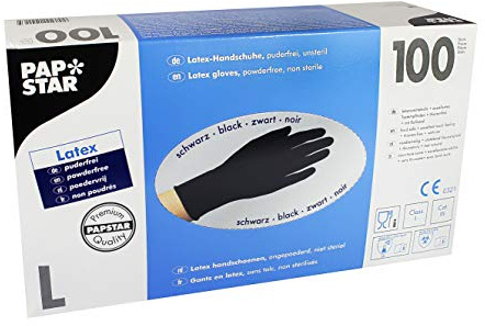 Papstar 10016 Handschuhe, Latex, schwarz, 7.50 x 24 x 12.50 cm