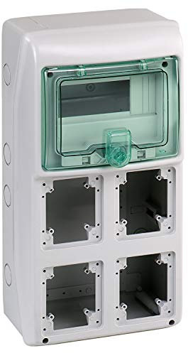 13154 Schneider Electric Kaedra Coffret pour Prises, 8 Modules, 4 Ouvertures, 63 A, 15W, 236 mm Largeur, 460 mm Hauteur, 160 mm Profondeur